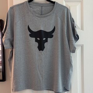 NEW Under Armour Project Rock Short Sleeve Gray Athletic T-Shirt